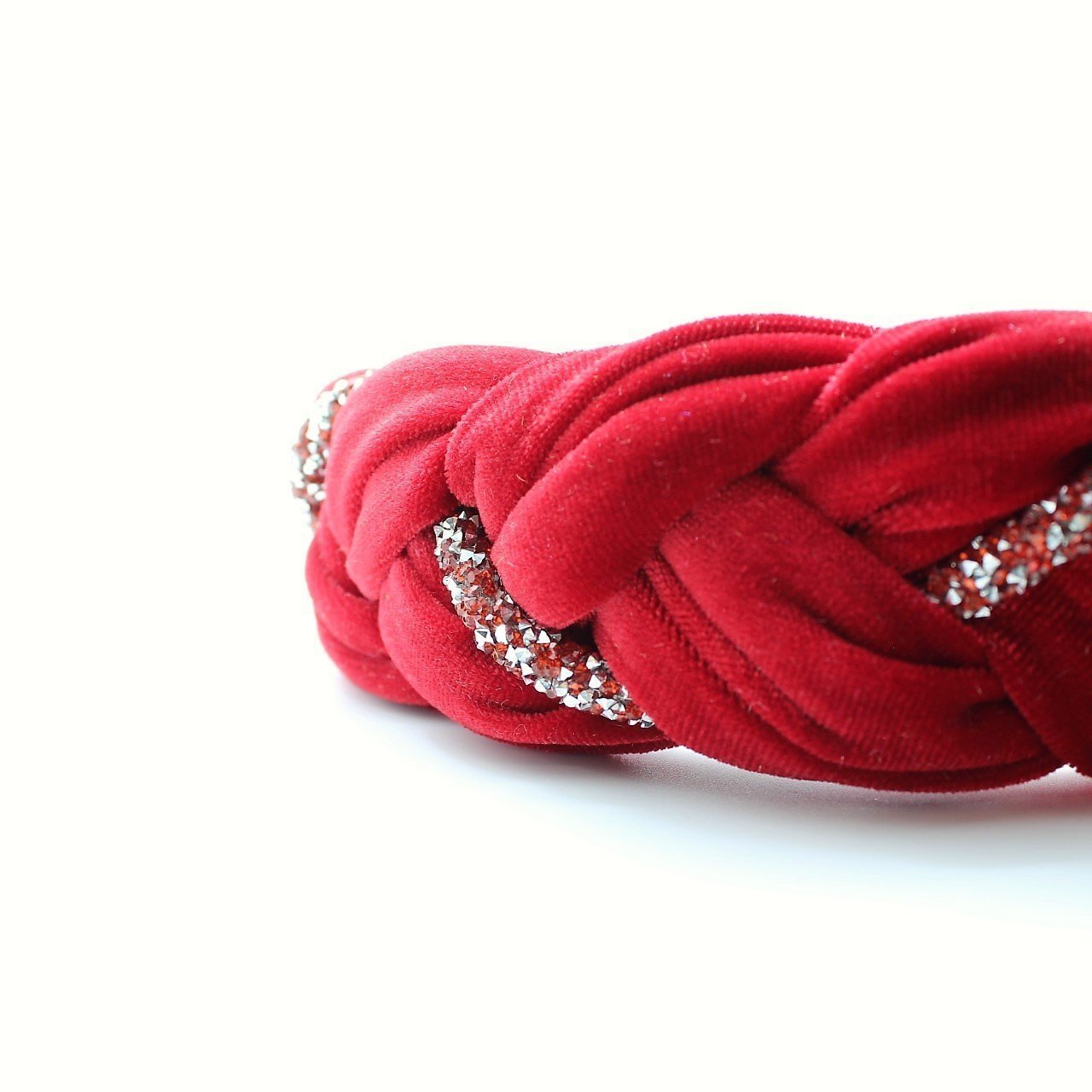 Pink Velvet and Rhinestones Headband