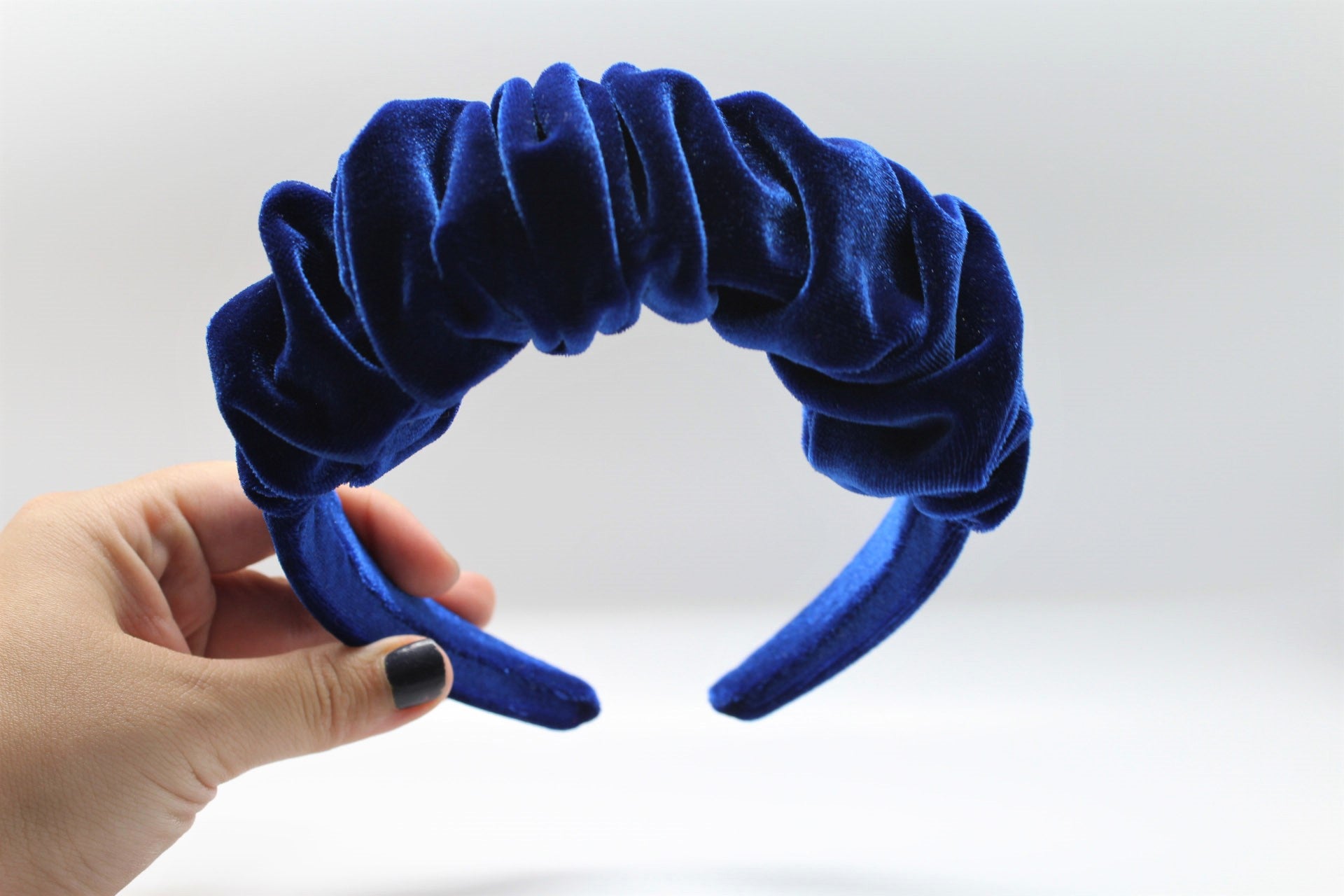 ARKWARD Royal Blue Velvet Ruffle Headband
