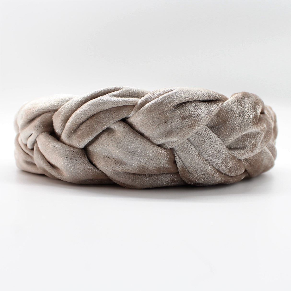 Silver Blue Velvet Braided Headband