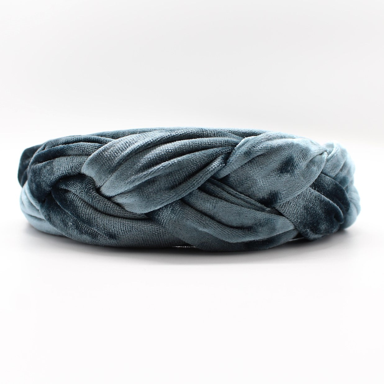 Silver Blue Velvet Braided Headband
