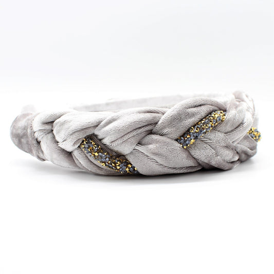 Silver Velvet and Rhinestones Headband
