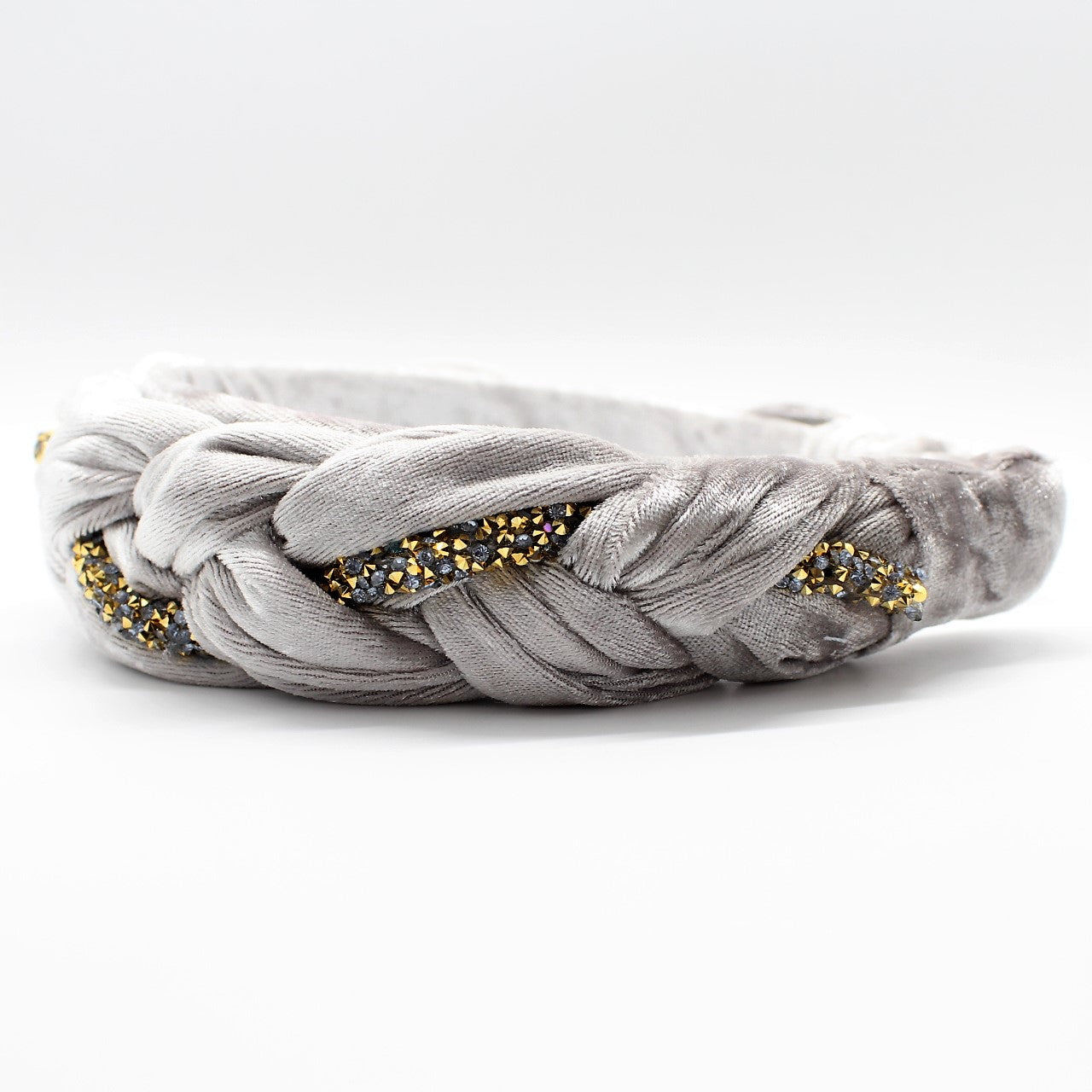 Silver Velvet and Rhinestones Headband