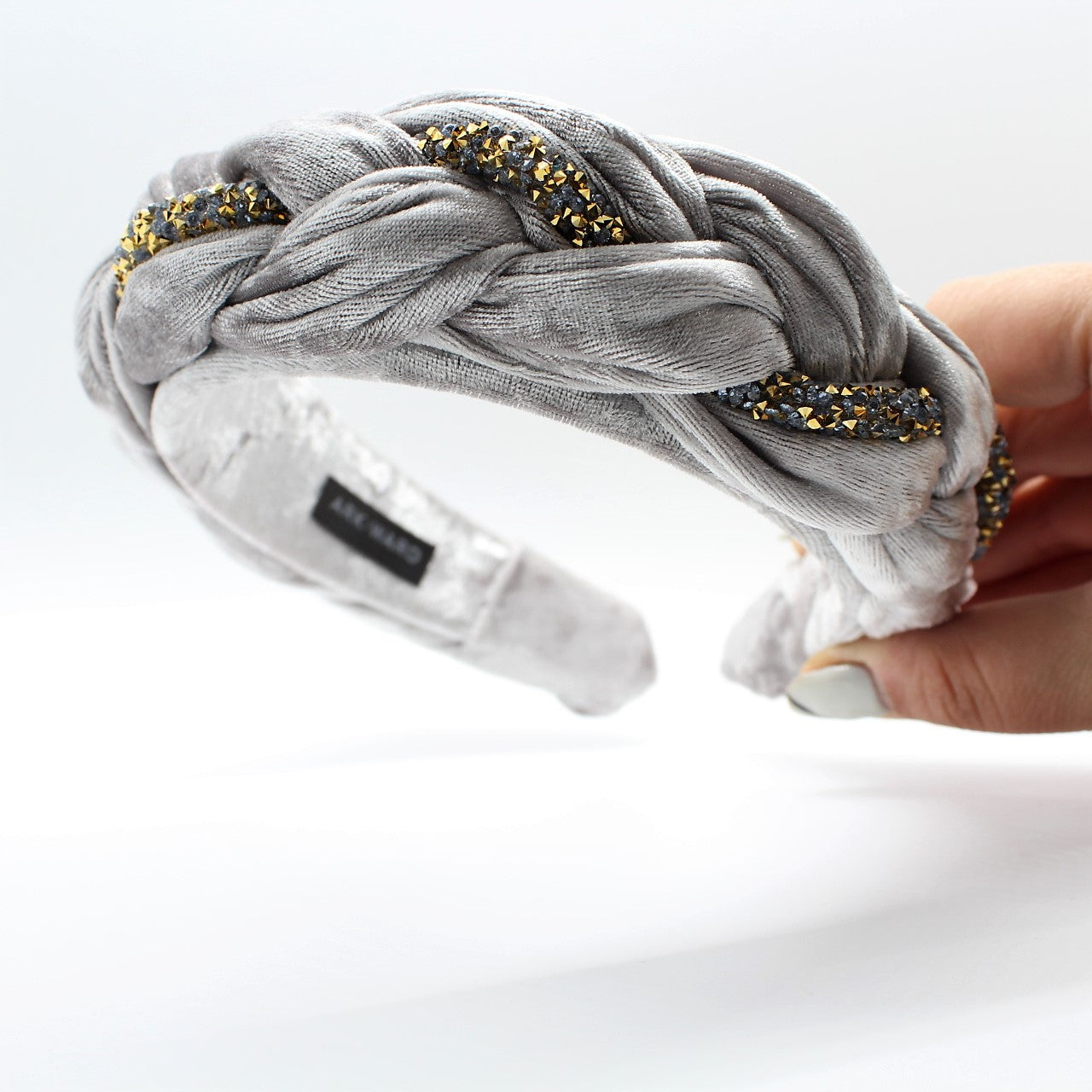 Silver Velvet and Rhinestones Headband