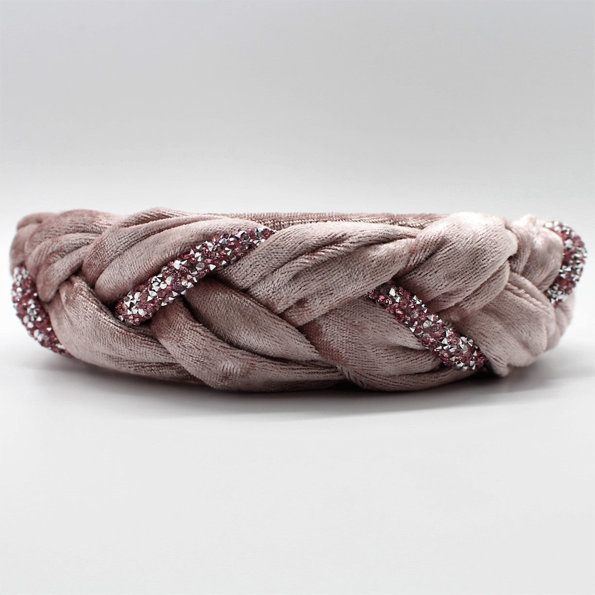 Pink Velvet and Rhinestones Headband