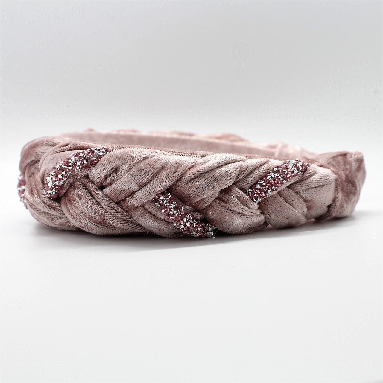 Pink Velvet and Rhinestones Headband