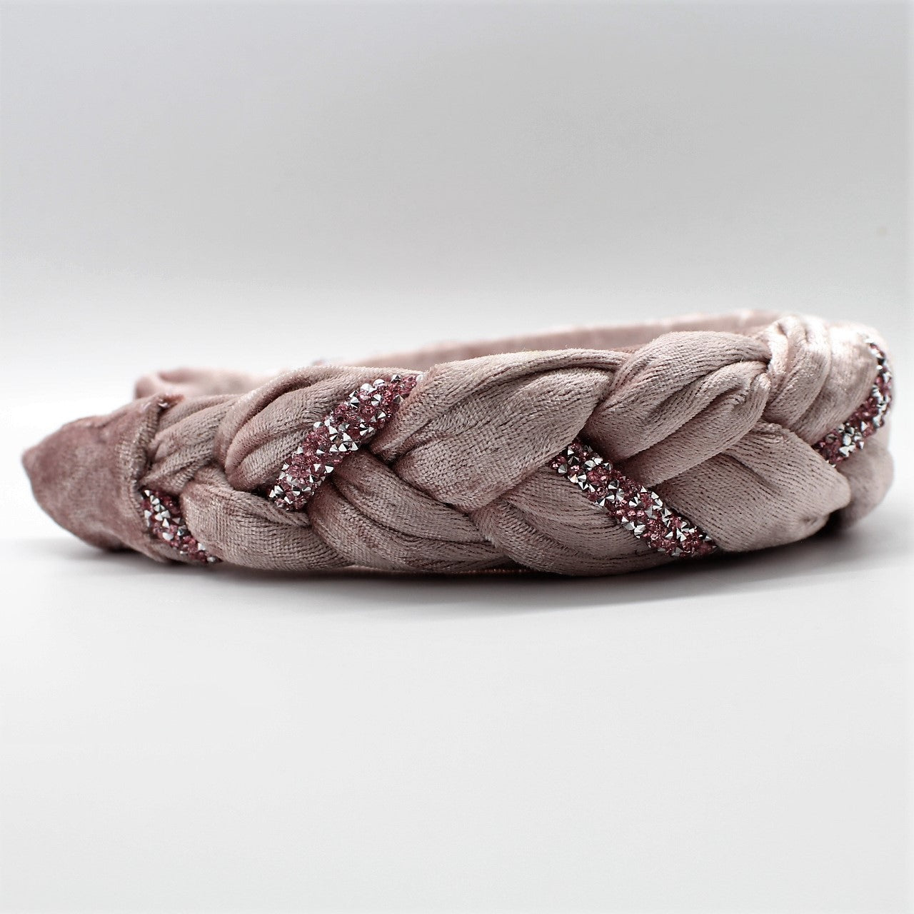 Pink Velvet and Rhinestones Headband