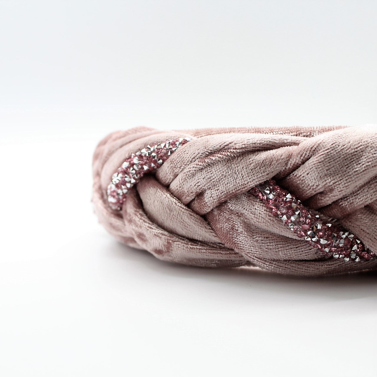 Pink Velvet and Rhinestones Headband