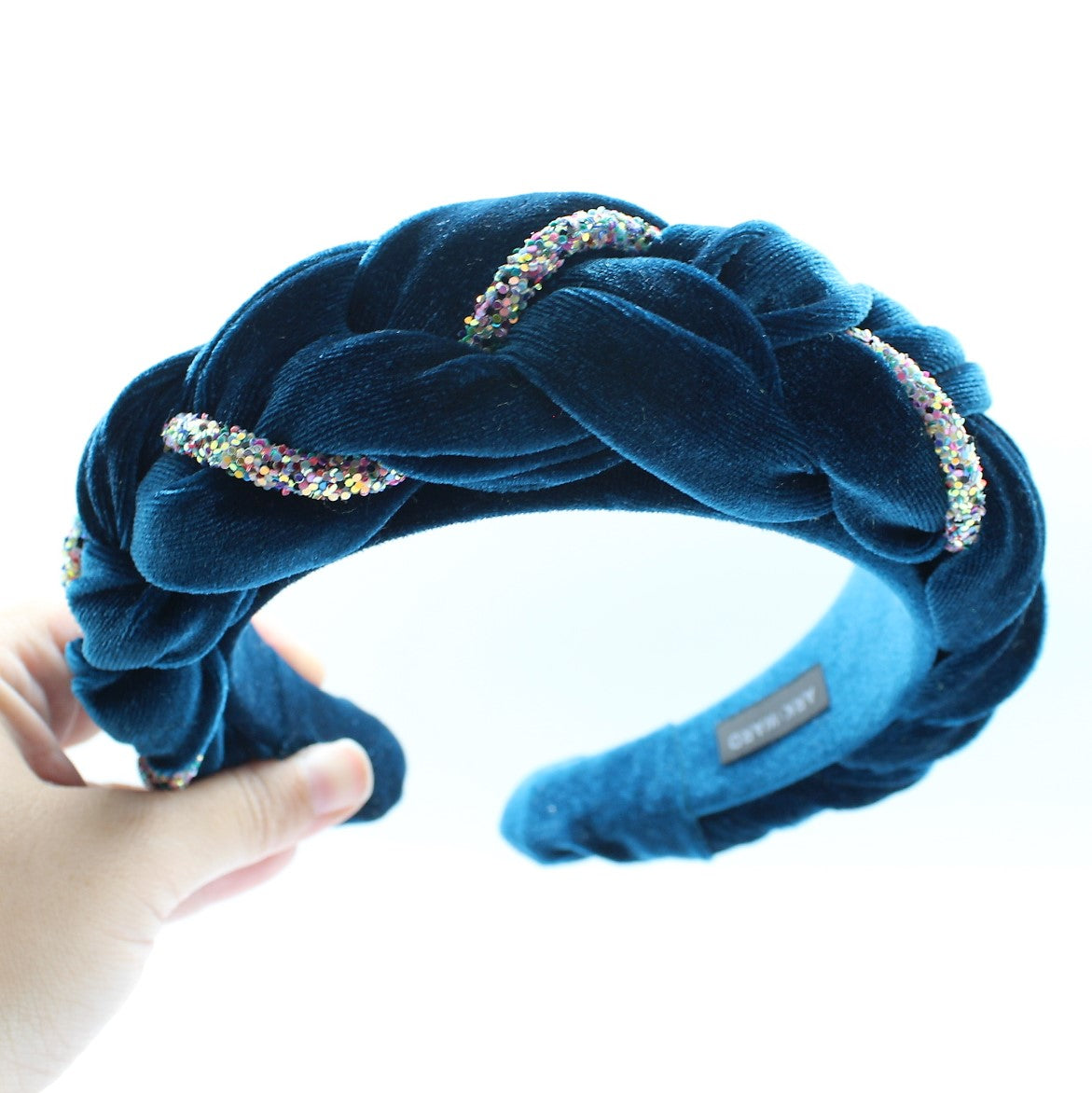 Teal Velvet and Rhinestones Headband