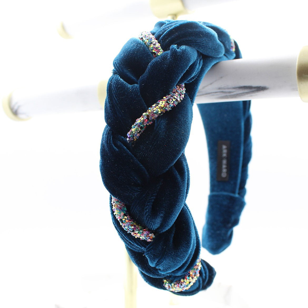 Teal Velvet and Rhinestones Headband