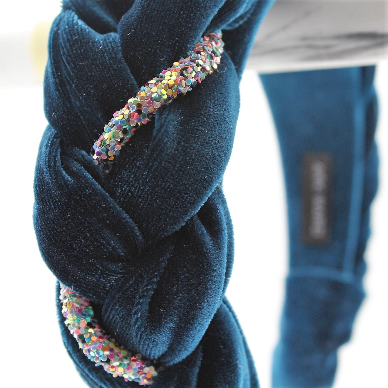 Teal Velvet and Rhinestones Headband