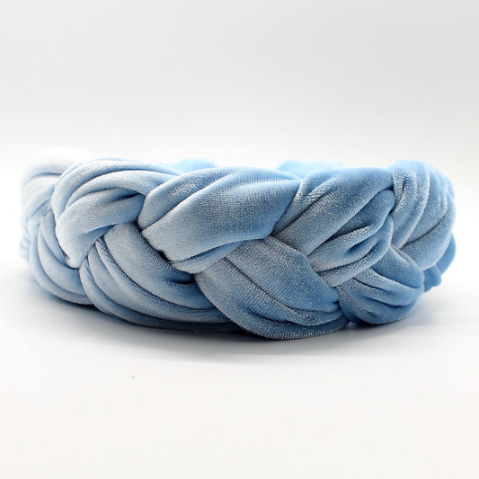 Baby Blue Velvet Braided Headband