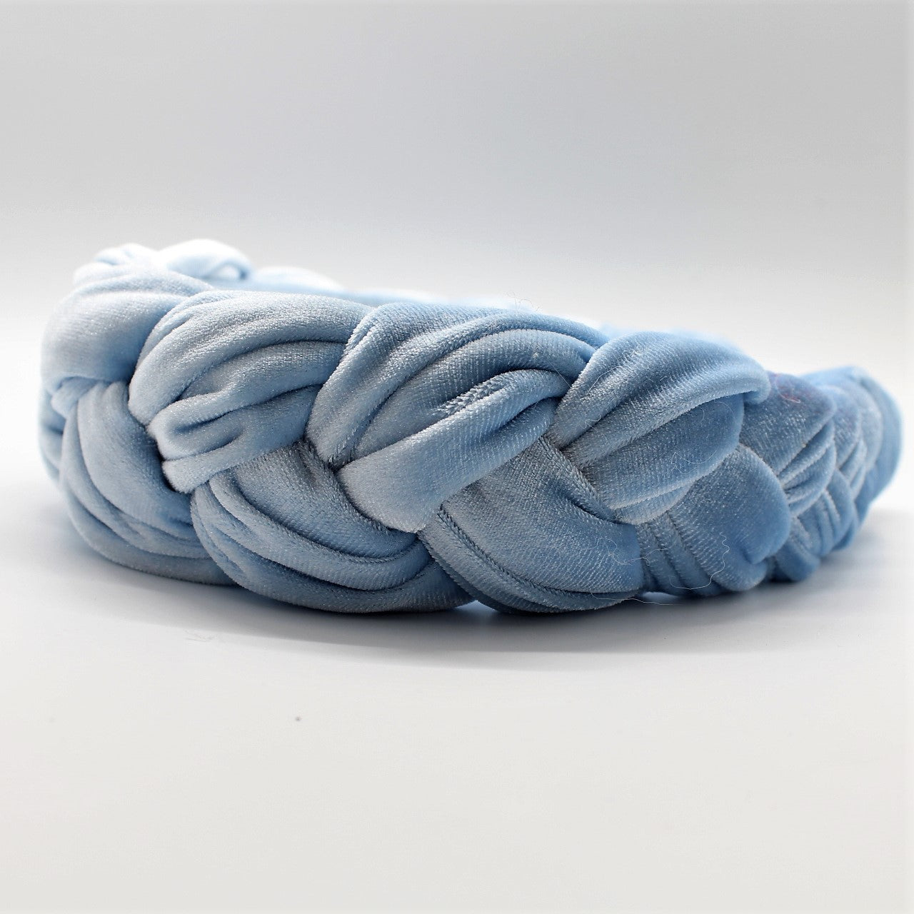 Baby Blue Velvet Braided Headband
