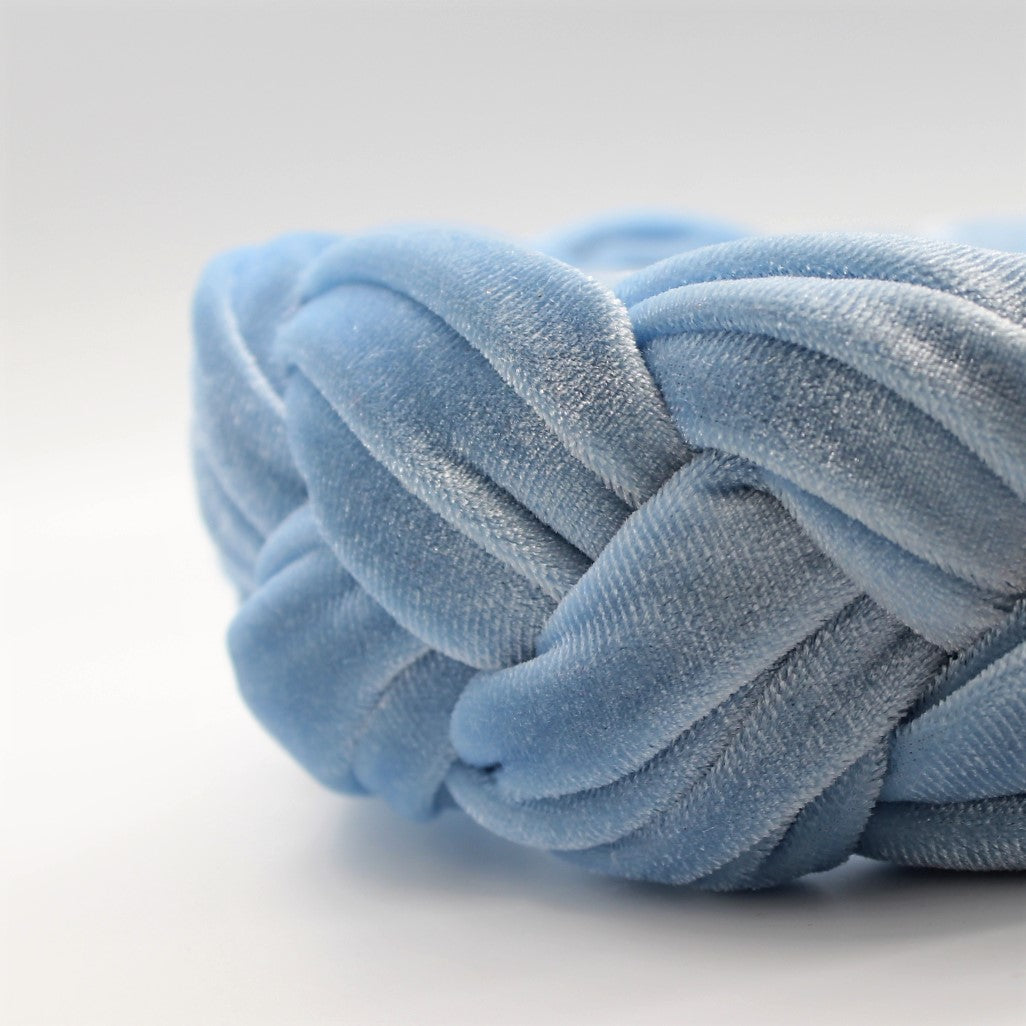 Baby Blue Velvet Braided Headband