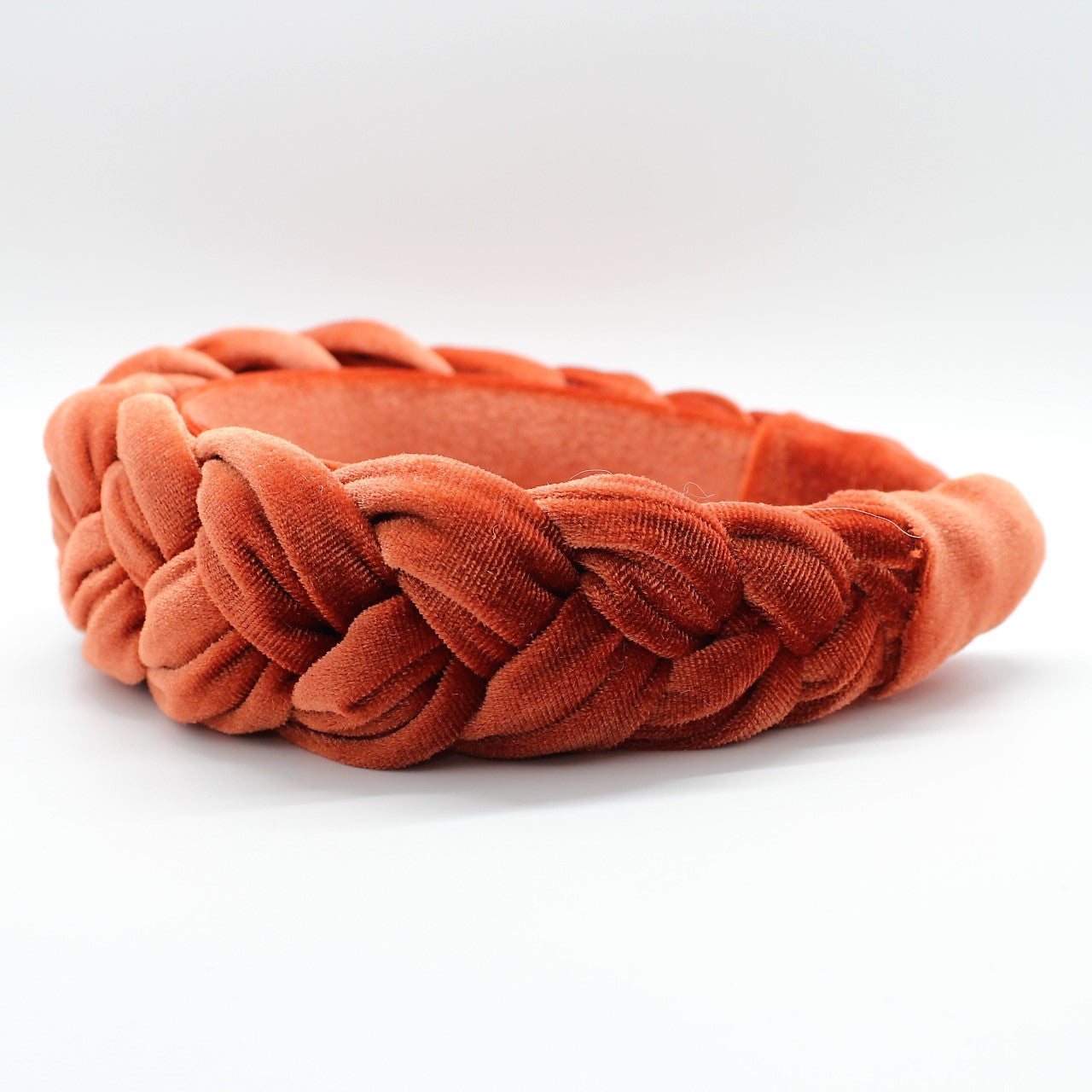 Fire Orange Velvet Braided Headband