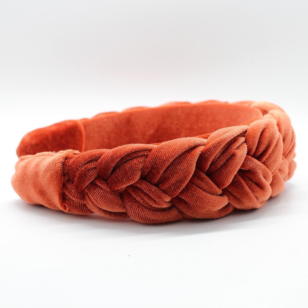 Fire Orange Velvet Braided Headband