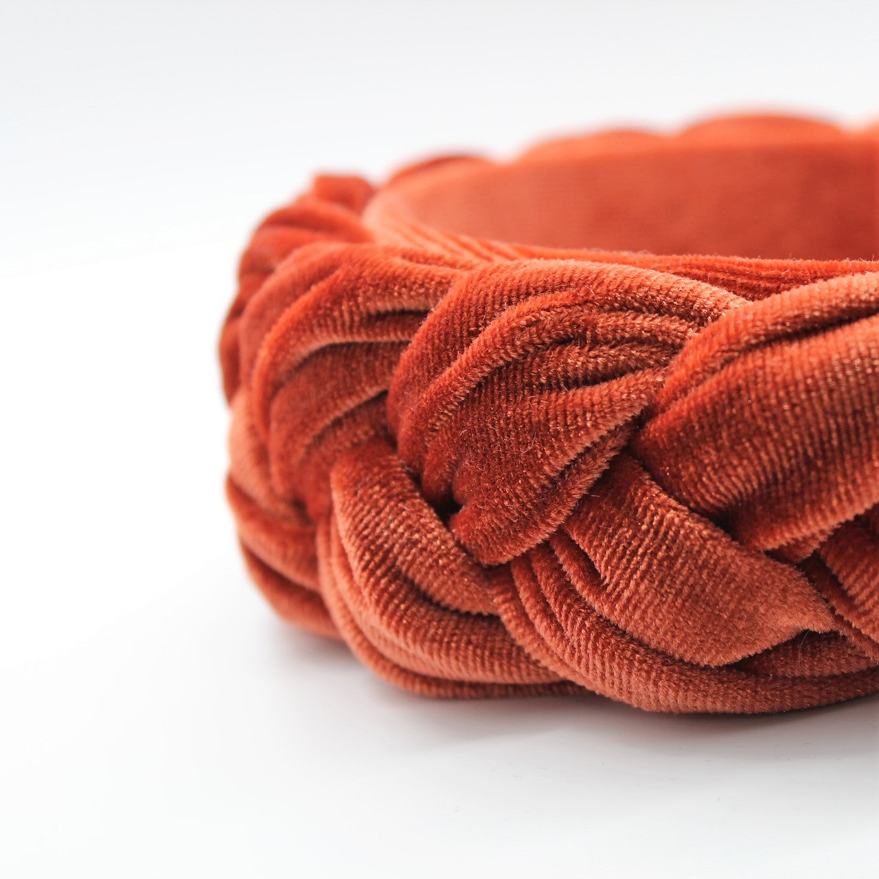 Fire Orange Velvet Braided Headband