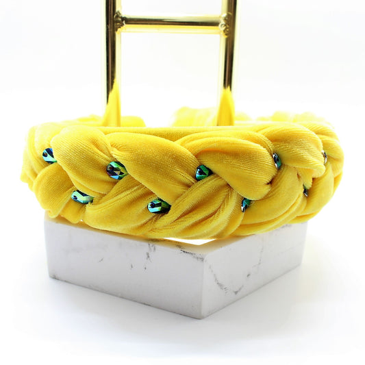 Peacock Braided & Rhinestones Headband