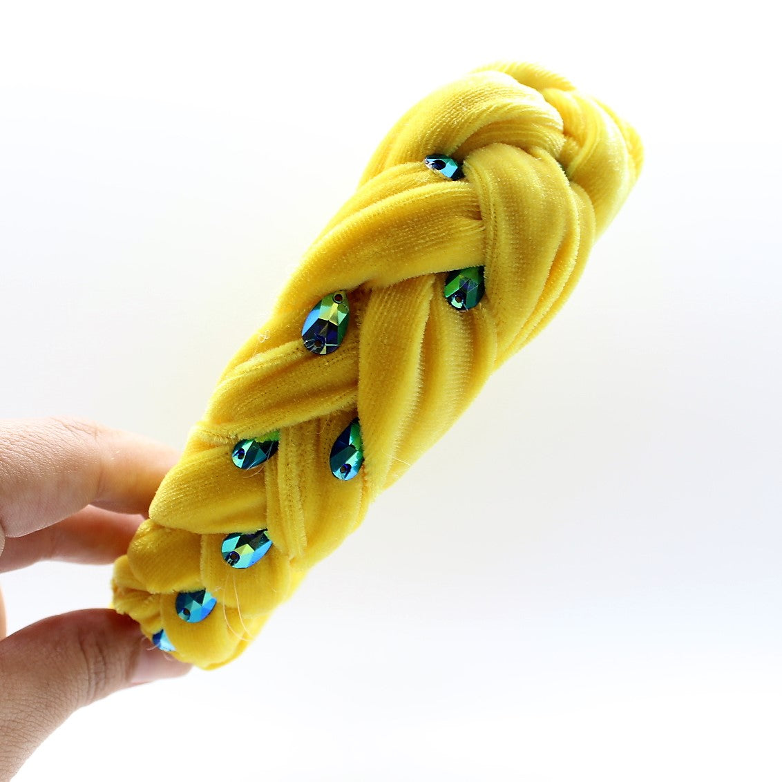 Peacock Braided & Rhinestones Headband