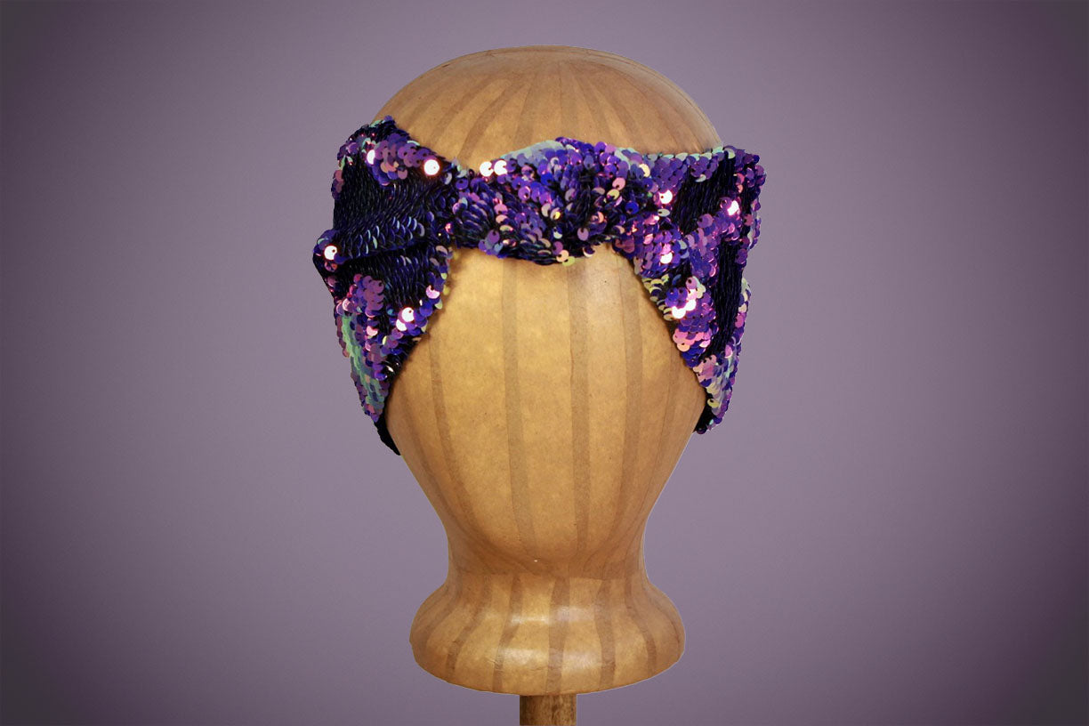 Arkward Purple Sequin Turban Headband